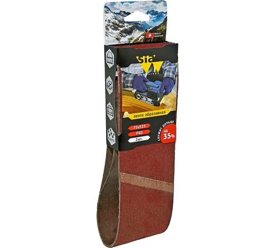 Лента шлифовальная бесконечная 2920 siawood (2 шт; 75х533 мм; Р40) sia Abrasives sw533-040 1