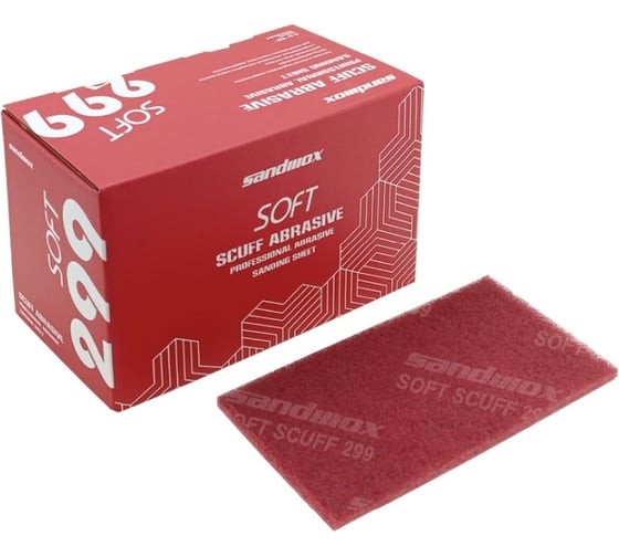 Лист шлифовальный на нетканой основе 299 Soft Scuff 115х230 мм, FINE, красный, Р360, 25 шт SANDWOX 299.11.23.360