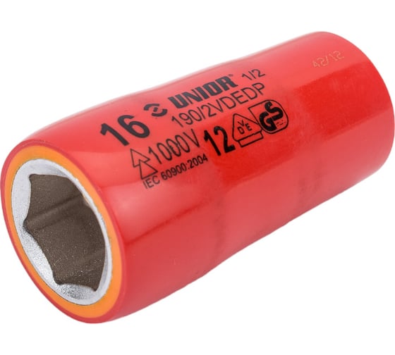 Головка торцевая шестигранная изолированная VDE (16 мм; 1/2"; 1000V) Unior 3838909215952