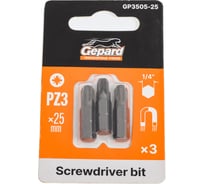 Насадка крестообразная PZ3 25 мм, 3 шт Gepard GP3505-25