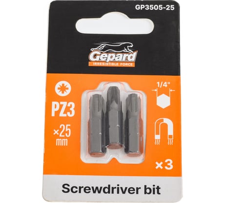 Насадка крестообразная PZ3 25 мм, 3 шт Gepard GP3505-25