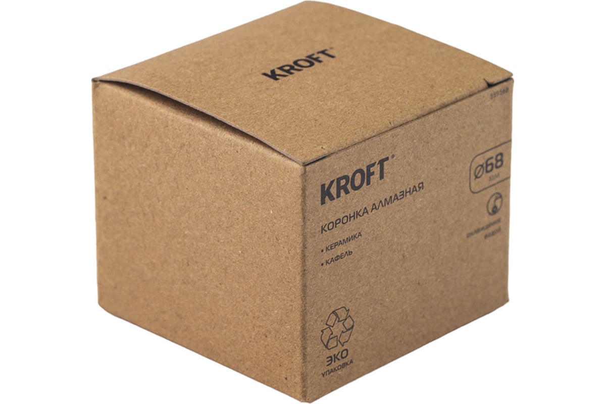 Коронка алмазная по керамике 68 мм, цилиндрический хвостовик KROFT ...