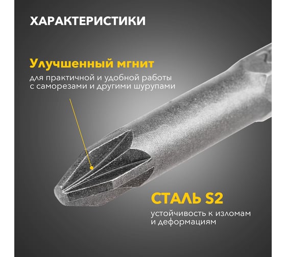 Бита PZ2, 50 мм для шуруповерта 10 шт KRANZ KR-92-0419
