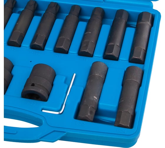 Набор головок-вставок ударных (16 предметов; TORX,HEX,E-тип; 3/4DR, 1DR) AV Steel AV-740016
