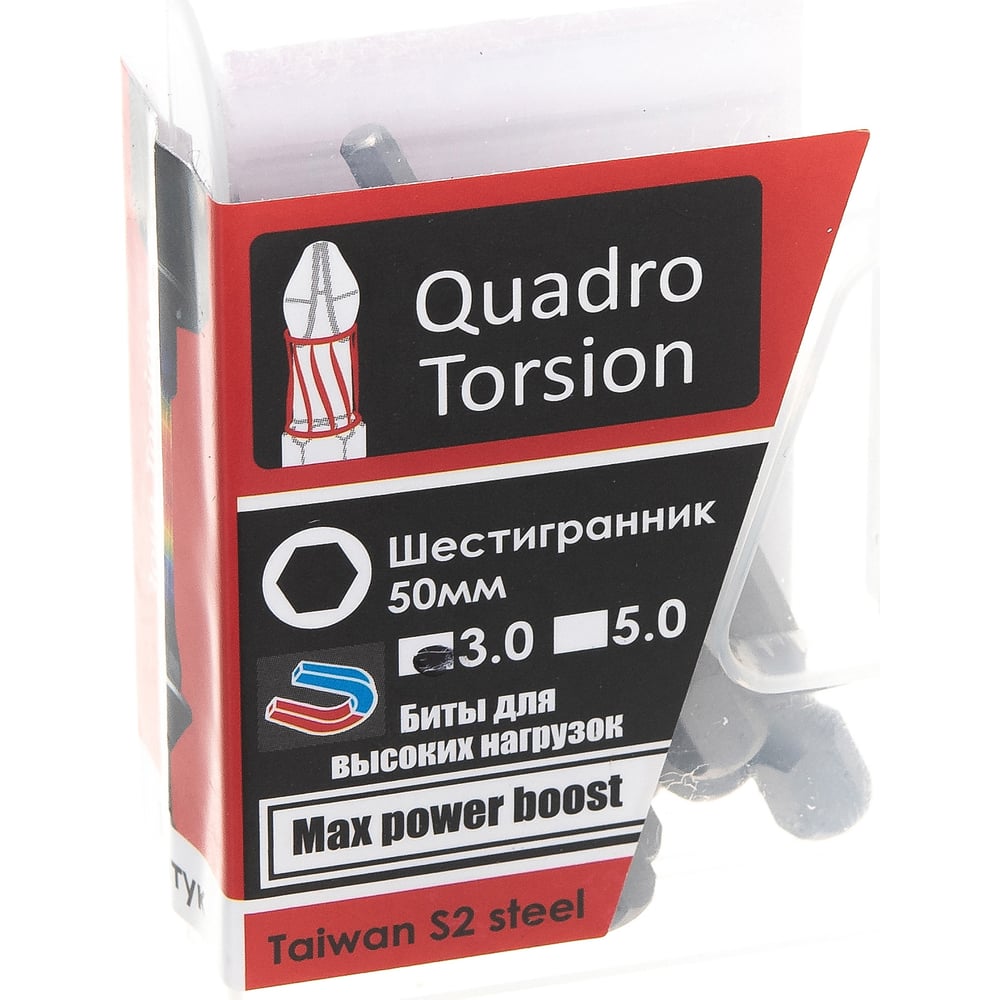 Бита (10 шт; 3х50 мм; 1/4; 6-гранная) Quadro Torsion 440350 - выгодная ...