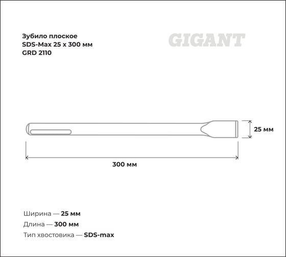 Зубило плоское SDS-Max 25x300 мм Gigant GRD 2110