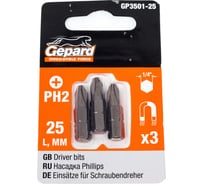 Насадка крестообразная PH2, 25 мм, 3 шт Gepard GP3501-25
