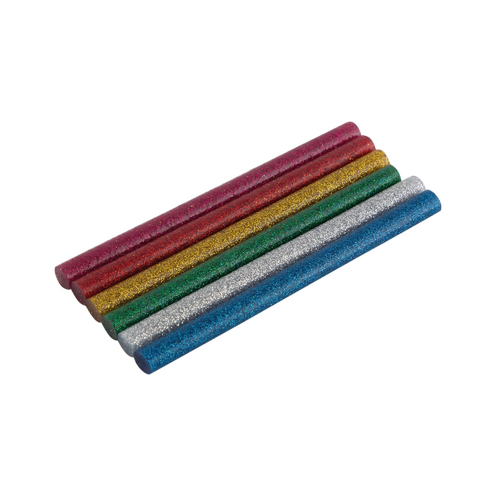 Стержни клеевые цветные с блестками (6 шт; 7х100 мм) для термопистолета ...