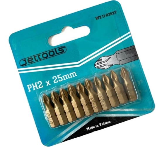 Насадка магнитная для больших нагрузок (10 шт; 25 мм; PH2; TiN) Jettools W2-11-0252T