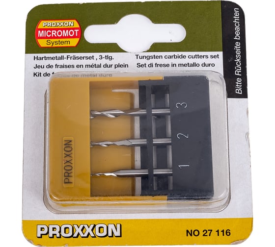 Набор фрез твердосплавных (3 шт; 1,2,3 мм) Proxxon PR- 27116
