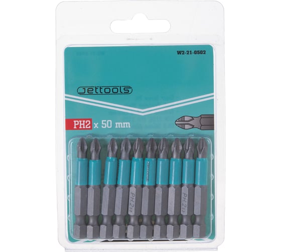 Насадка магнитная для больших нагрузок (10 шт; 50 мм; PH2) Jettools W2-21-0502