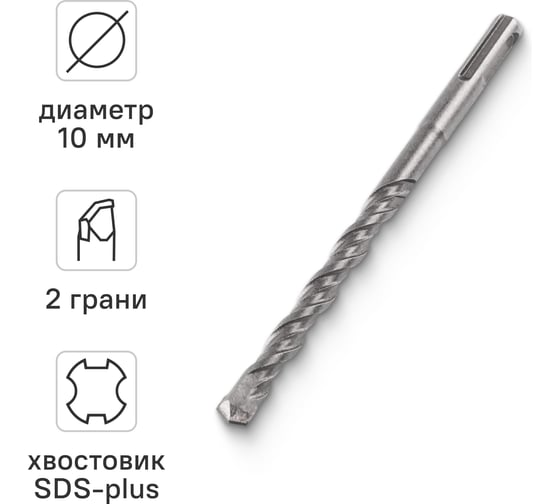 Бур по бетону для перфоратора 10x160 мм, SDS-plus VIRA 581016 1