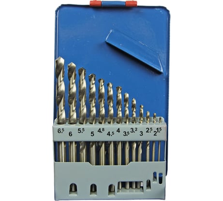 Сверла по металлу (13 шт; от 1.5 до 6.5 мм; шаг 0.5 мм + 3.2 и 4.8 мм; HSS) EКТО DN-023