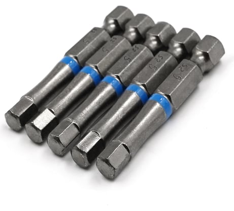 Бита торсионная КF 9990 HEX H5, 50 мм, намагниченная, 5 шт KREPFIELD 9990БИТАELNARHEXH5х50-5