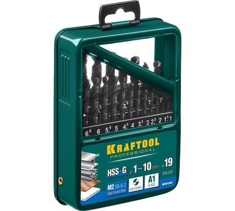 Набор сверл по металлу 19 шт Kraftool 29651-H19