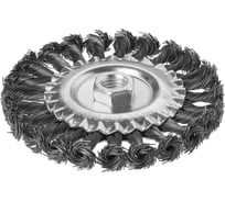 Насадка на болгарку, щетка по металлу для УШМ "плоская", 125 мм, гайка М14, плетеные пучки стальной проволоки d 0,5 мм, TDM ELECTRIC «Рубин» SQ1096-0208