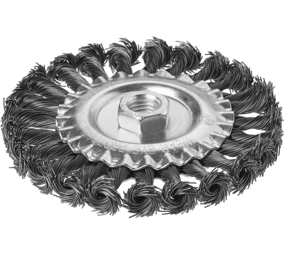Насадка на болгарку, щетка по металлу для УШМ "плоская", 125 мм, гайка М14, плетеные пучки стальной проволоки d 0,5 мм, TDM ELECTRIC «Рубин» SQ1096-0208