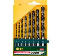 Набор сверл черненых по металлу (8 шт; 3, 4, 5, 6, 7, 8, 9, 10 мм; HSS) FIT DIY 33855