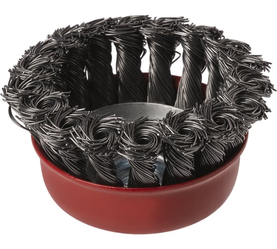 Насадка на болгарку, щетка по металлу для УШМ "чашка", 75 мм, гайка М14, плетеные пучки стальной проволоки d 0,5 мм, TDM ELECTRIC «Рубин» SQ1096-0210