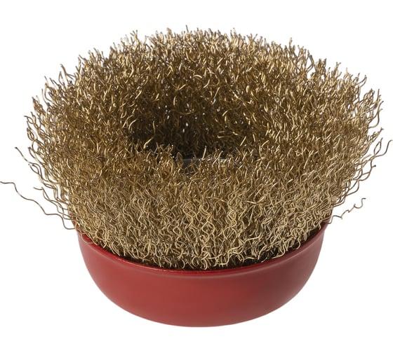 Насадка на болгарку, щетка по металлу для УШМ "чашка", 75 мм, гайка М14, латунированная витая проволока d 0,3 мм, TDM ELECTRIC «Рубин» SQ1096-0209