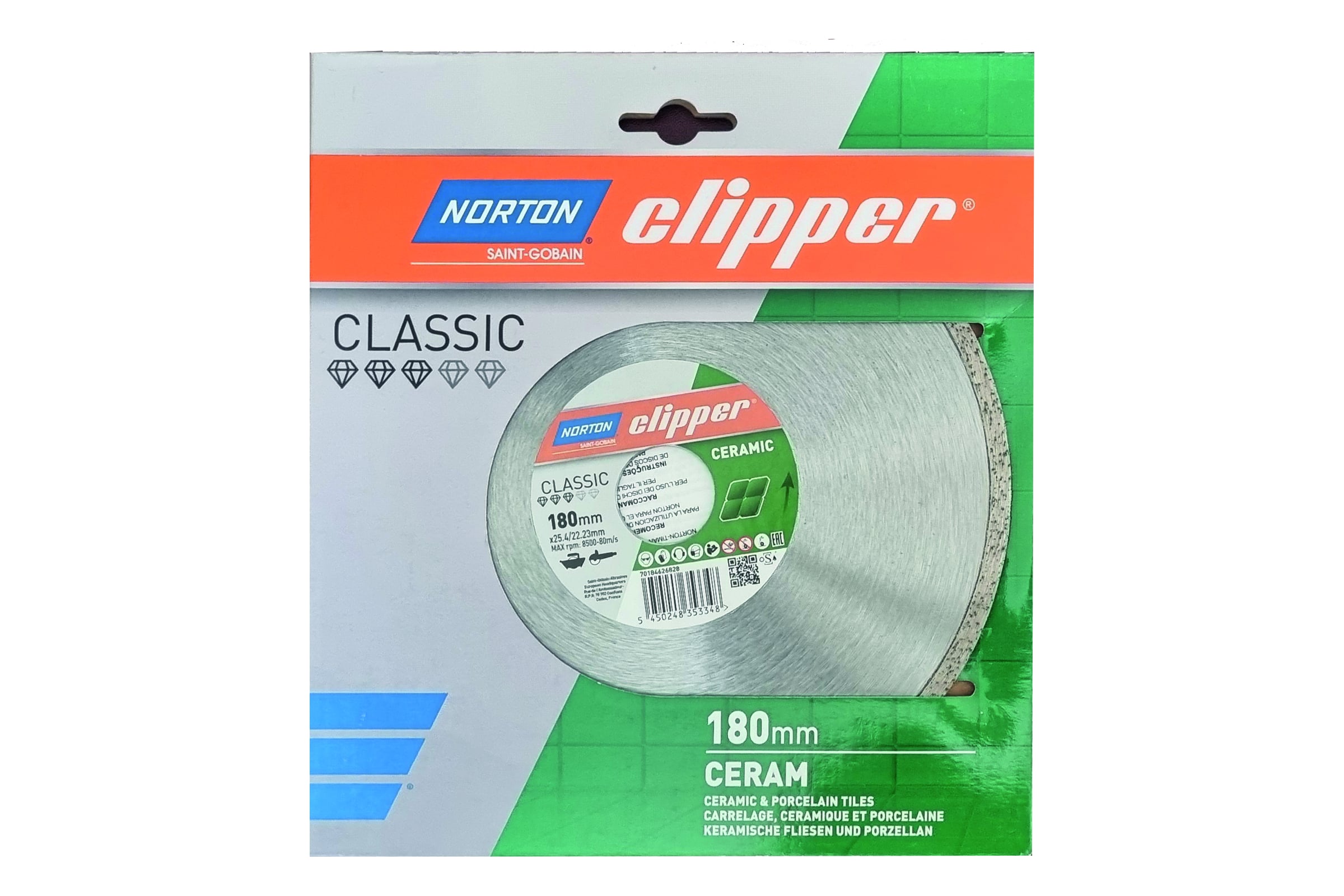 Алмазный диск 180x25.4/22.2 мм Clipper Ceramic NORTON 70184626828