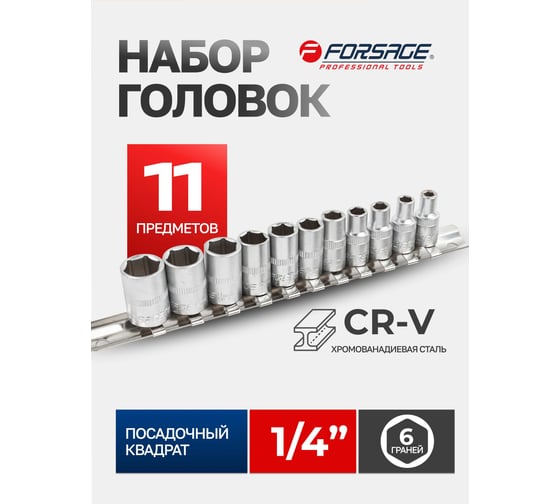 Набор головок на планке 11 предметов Forsage F-2111-5(9665)