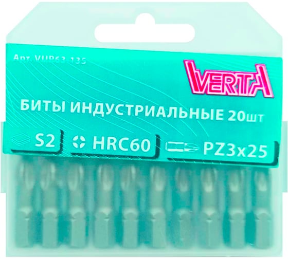 Биты ULTRAPROFI (20 шт; PZ3; 25 мм) VERTA vup63-135 1