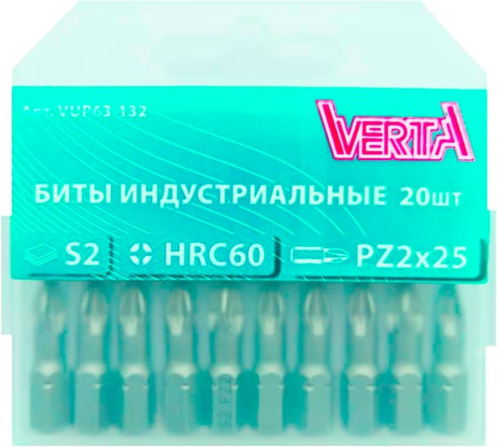 Биты ULTRAPROFI (20 шт; PZ2; 25 мм) VERTA vup63-132 1