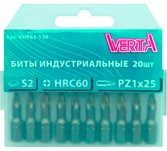 Биты ULTRAPROFI (20 шт; PZ1; 25 мм) VERTA vup63-130 1