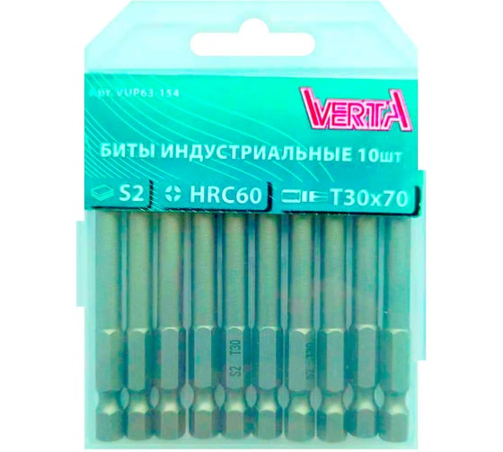Биты TORX ULTRAPROFI (10 шт; T30; 70 мм) VERTA vup63-154 1