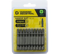 Биты магнитные PH2, 50 мм, 10 штук, S2 закаленные Diamond Industrial DIDPH250