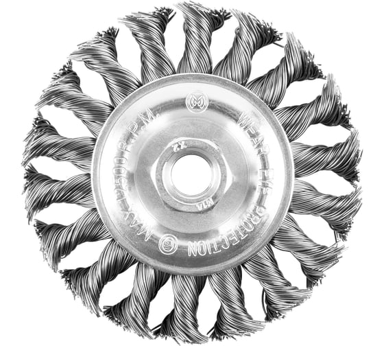 Кордщетка стальная плоская витая для УШМ 100 мм грубая MONOGRAM 107-035