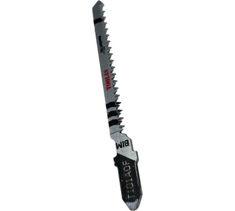 Пилка для лобзика T101AOF Bi-Metall (фигурный, чистый рез, шаг зуба 1.4 мм, толщина реза 1.5-16 мм) (для работ по дереву, фанере), 3 шт, общая длинна 76 мм TOOLAS 00000032