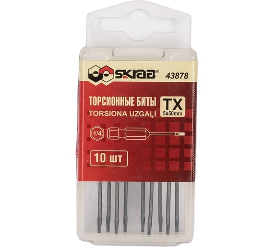 Биты торсионные TORX (10 шт; T5; 50 мм) SKRAB 43878