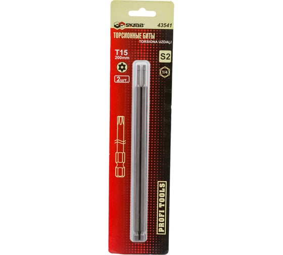 Биты торсионные с отверстием TORX (2 шт; Т15H; 200 мм) SKRAB 43541