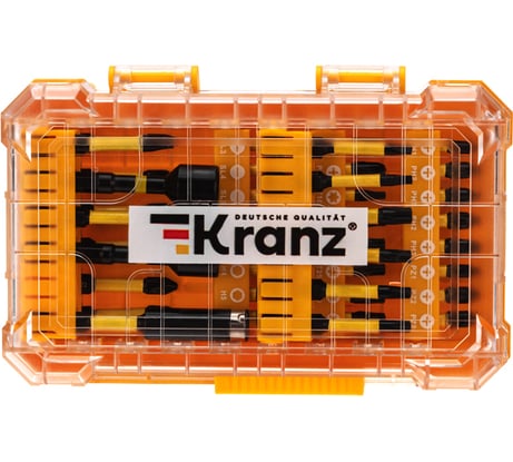 Набор торсионных бит с магнитным держателем и торцевыми головками, пластиковый кейс, 41 шт KRANZ KR-92-0463