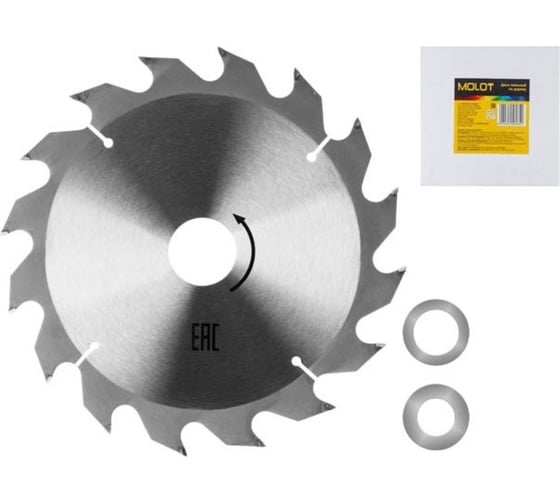 Диск пильный 185x30 мм, 16T, по дереву MOLOT MCSD185T1629