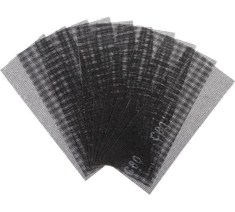 Сетка абразивная водостойкая (10 шт; 115х280 мм; Р80; корунд) ТУНДРА 1300830