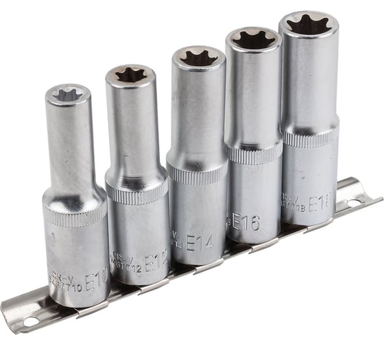 Набор головок глубоких Е-профиль 1/2DR (5 предметов) Rockforce RF-4054(59161)