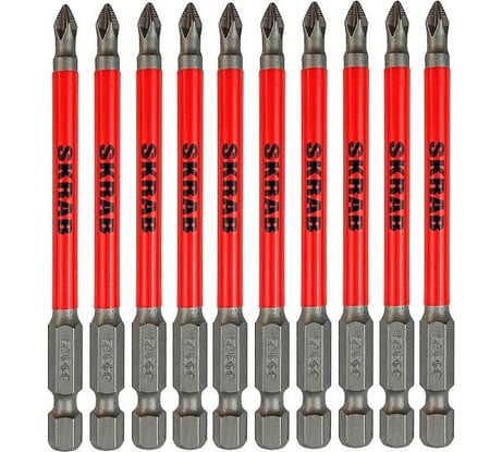 Биты торсионные красные (10 шт; PH1; 90 мм) SKRAB 43603