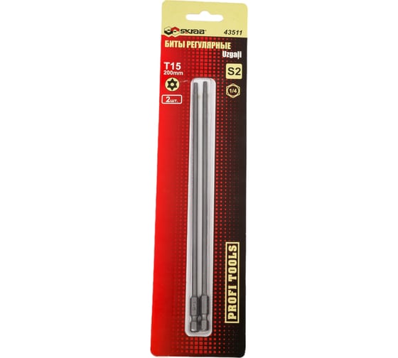 Биты антивандальные с отверстием TORX (2 шт; T15H; 200 мм) SKRAB 43511