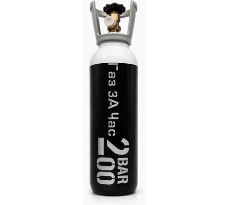 Баллон стальной бесшовный 20 л, 200 атм, черно-белый Газ За Час 2023