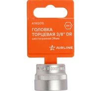 Головка торцевая шестигранная 24 мм, 3/8"DR, пластиковый подвес Airline ATAQ015