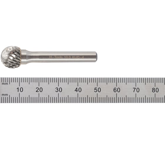 Бор-фреза твердосплавная форма D(KUD) 10.0x9x49 мм, S=6 мм H-Tools HM 116043HT
