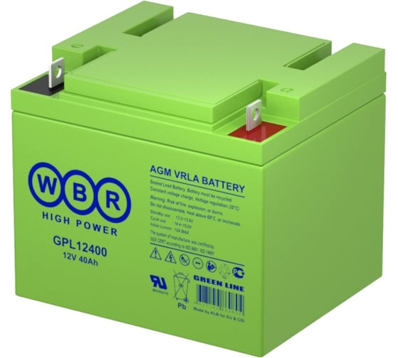 Аккумулятор для ИБП WBR GPL12400 12В, 40 Ач УТ-00000235