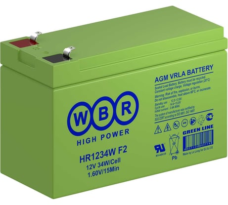 Аккумулятор для ИБП WBR HR1234W F2 12В, 9 Ач УТ-00000256