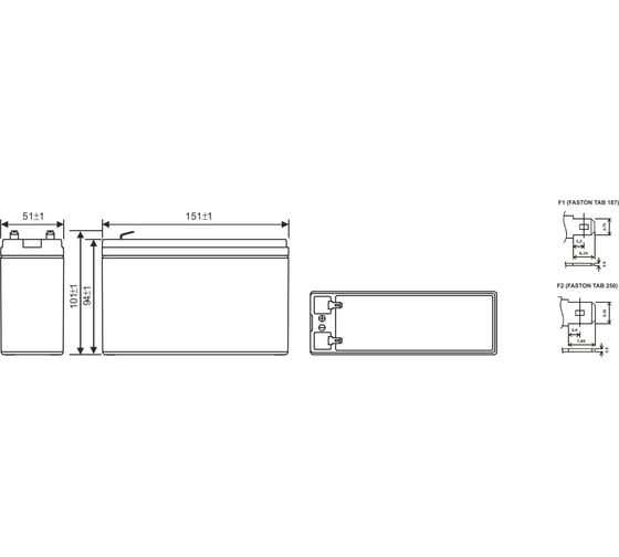 Аккумулятор для ИБП WBR HR1224W F2 12В 6,6 Ач УТ-00000255
