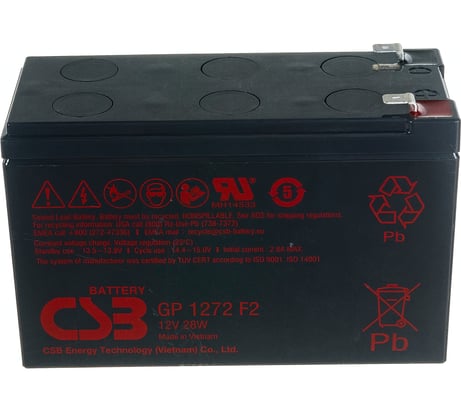 Аккумулятор для ИБП CSB GP1272 F2 (12V28W) 12В, 7.2 Ач УТ-00000100