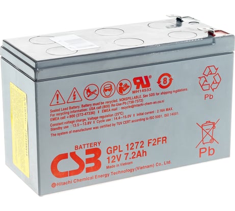 Аккумулятор для ИБП CSB GPL1272 F2 FR 12В, 7.2 Ач УТ-00000101