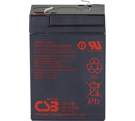 Аккумулятор для ИБП CSB GP645 6В, 4.5 Ач УТ-00001361